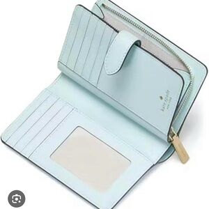 kate spade light blue zip-around continental wallet